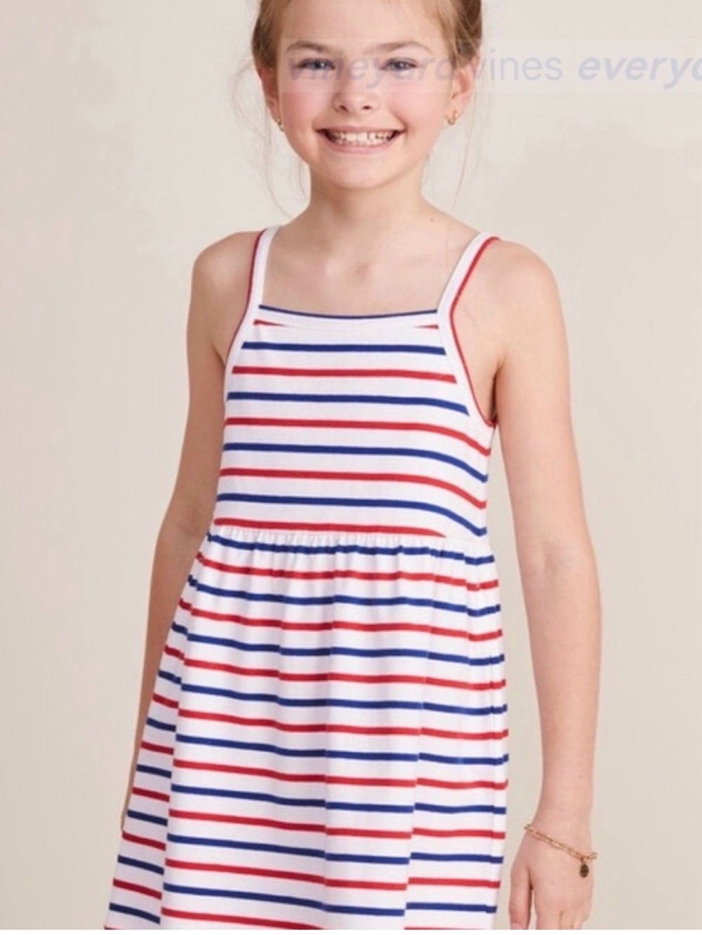 Vineyard Vines girls red white and blue stripe tank dress small 7-8